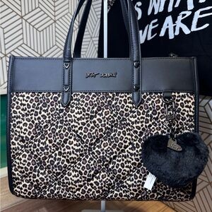 Betsey Johnson Black and Brown Leopard Tote